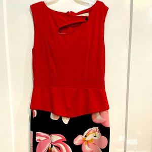 Red , flower body on dress